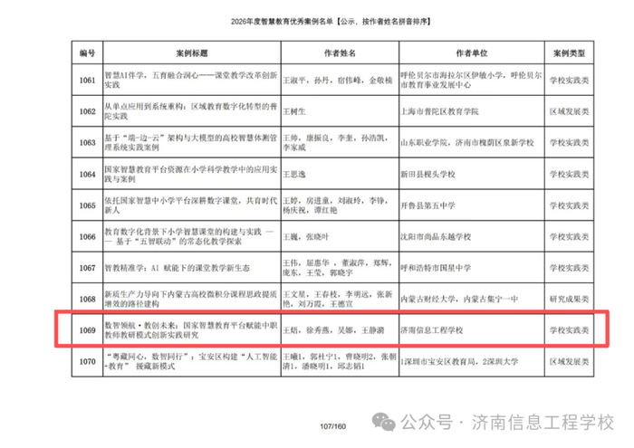 济南信息工程学校案例再获教育部智慧教育优秀案例